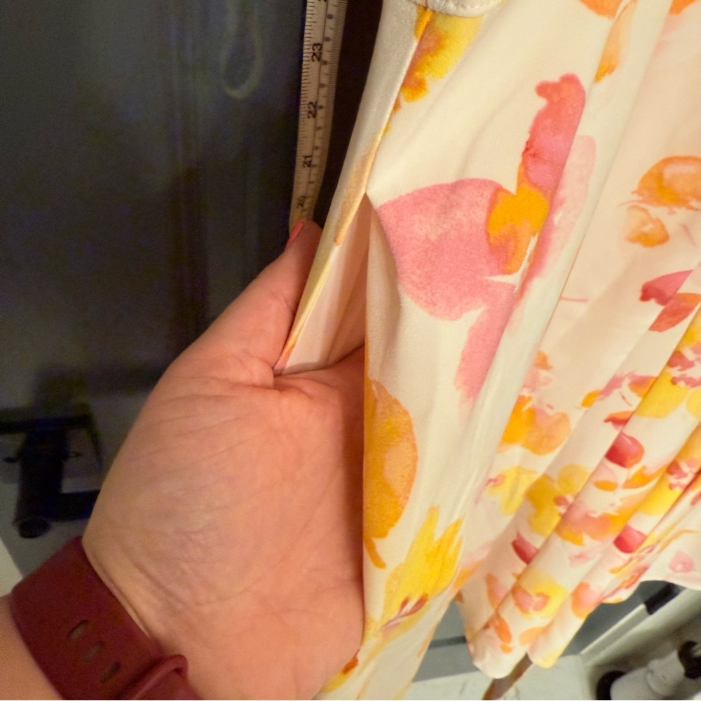 Lane Bryant Cream Midi Dress with Yellow & Pink Floral Print - Picture 5 of 9